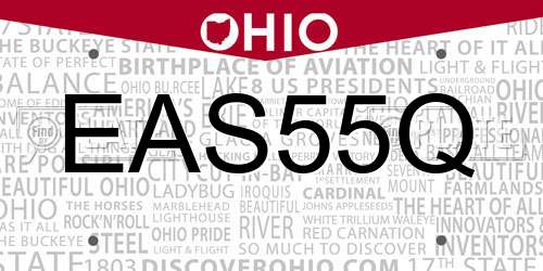 EAS55Q Ohio License Plate