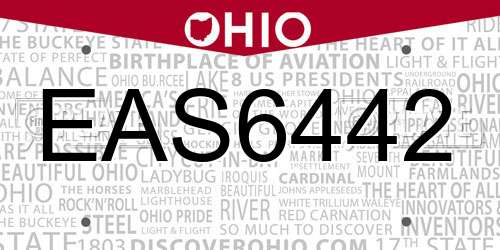 EAS6442 Ohio License Plate