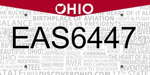 EAS6447 Ohio License Plate