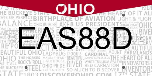 EAS88D Ohio License Plate