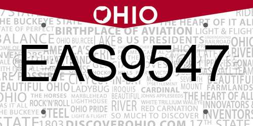 EAS9547 Ohio License Plate