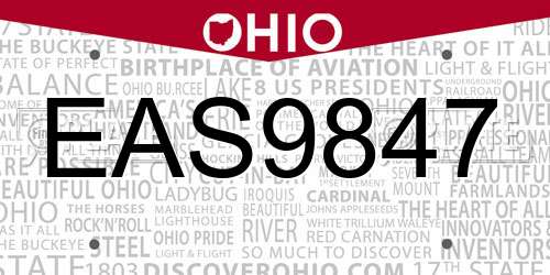 EAS9847 Ohio License Plate