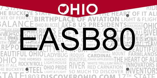 EASB80 Ohio License Plate