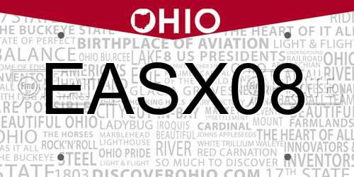 EASX08 Ohio License Plate