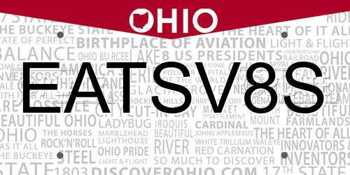 EATSV8S Ohio License Plate