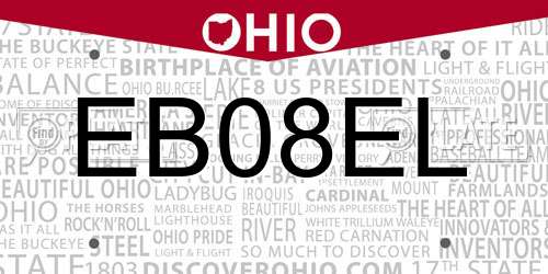 EB08EL Ohio License Plate