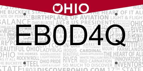 EB0D4Q Ohio License Plate