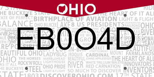 EB0O4D Ohio License Plate
