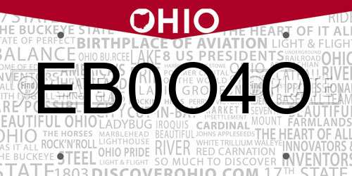 EB0O4O Ohio License Plate