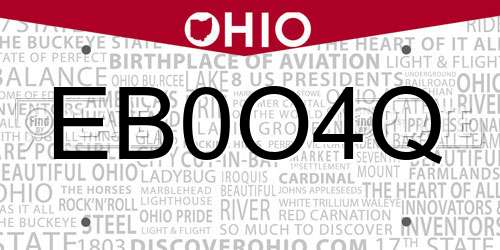 EB0O4Q Ohio License Plate