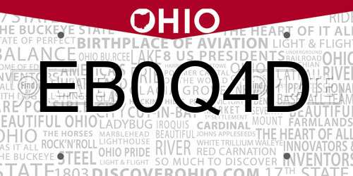 EB0Q4D Ohio License Plate