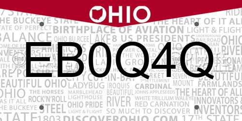 EB0Q4Q Ohio License Plate