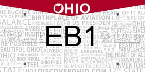 EB1 Ohio License Plate