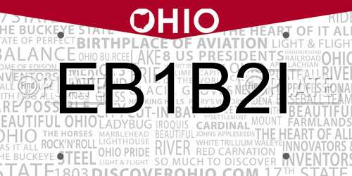 EB1B2I Ohio License Plate