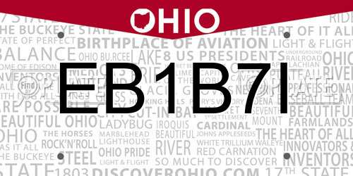 EB1B7I Ohio License Plate