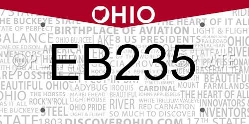 EB235 Ohio License Plate