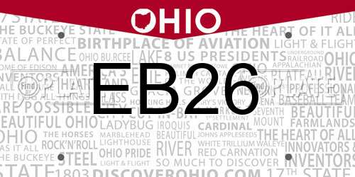 EB26 Ohio License Plate