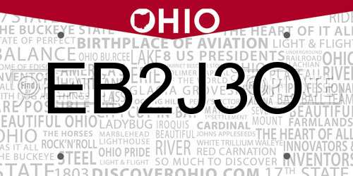 EB2J3O Ohio License Plate