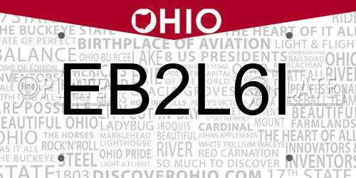 EB2L6I Ohio License Plate