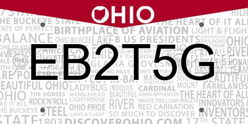EB2T5G Ohio License Plate
