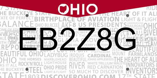 EB2Z8G Ohio License Plate