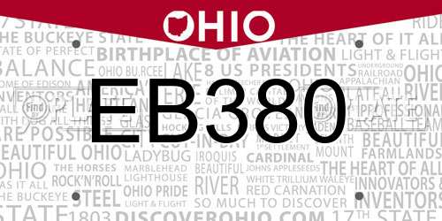 EB380 Ohio License Plate