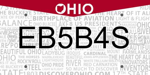 EB5B4S Ohio License Plate