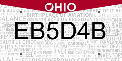 EB5D4B Ohio License Plate