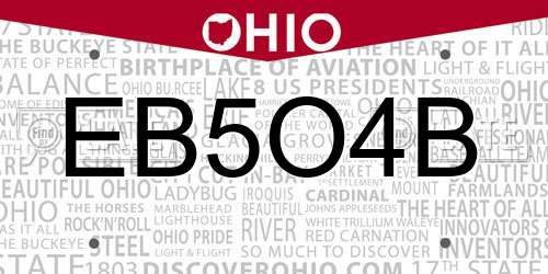 EB5O4B Ohio License Plate