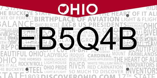 EB5Q4B Ohio License Plate