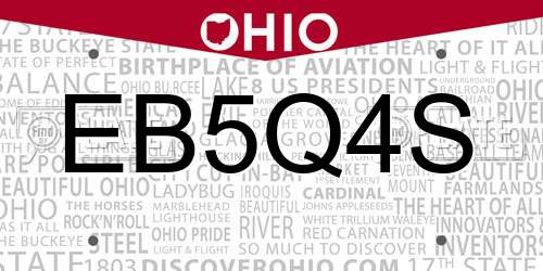 EB5Q4S Ohio License Plate