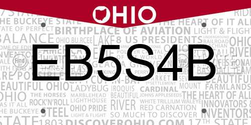 EB5S4B Ohio License Plate