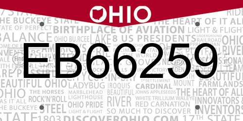 EB66259 Ohio License Plate