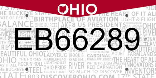 EB66289 Ohio License Plate