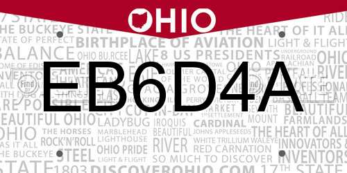 EB6D4A Ohio License Plate