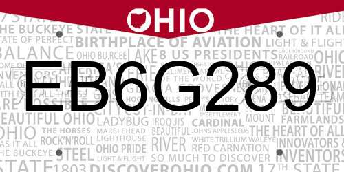 EB6G289 Ohio License Plate