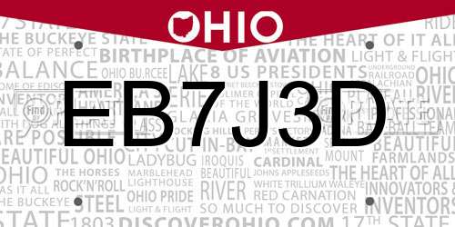 EB7J3D Ohio License Plate
