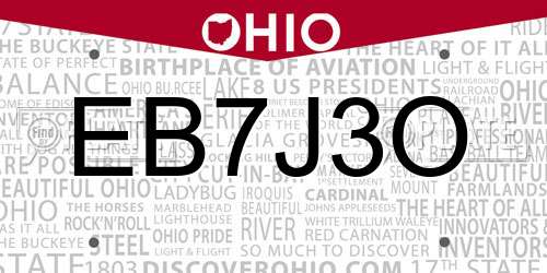 EB7J3O Ohio License Plate
