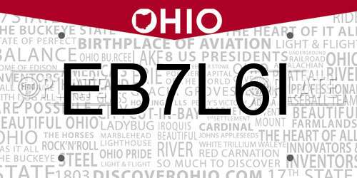 EB7L6I Ohio License Plate