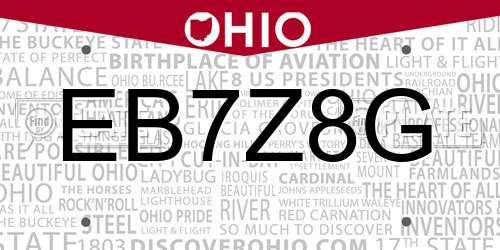 EB7Z8G Ohio License Plate