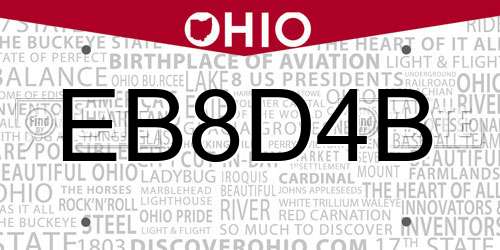 EB8D4B Ohio License Plate