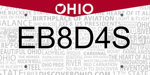EB8D4S Ohio License Plate