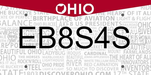 EB8S4S Ohio License Plate