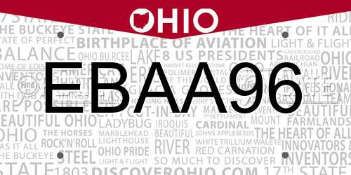 EBAA96 Ohio License Plate