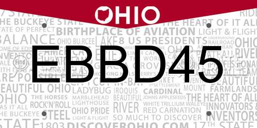 EBBD45 Ohio License Plate