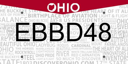 EBBD48 Ohio License Plate