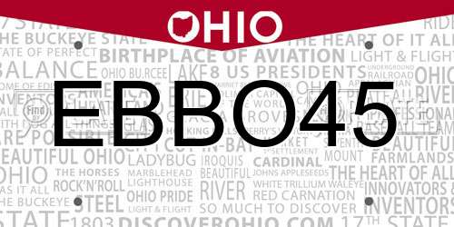 EBBO45 Ohio License Plate