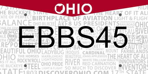 EBBS45 Ohio License Plate