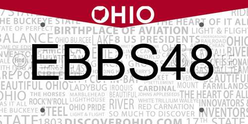 EBBS48 Ohio License Plate