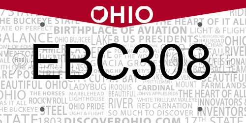 EBC308 Ohio License Plate